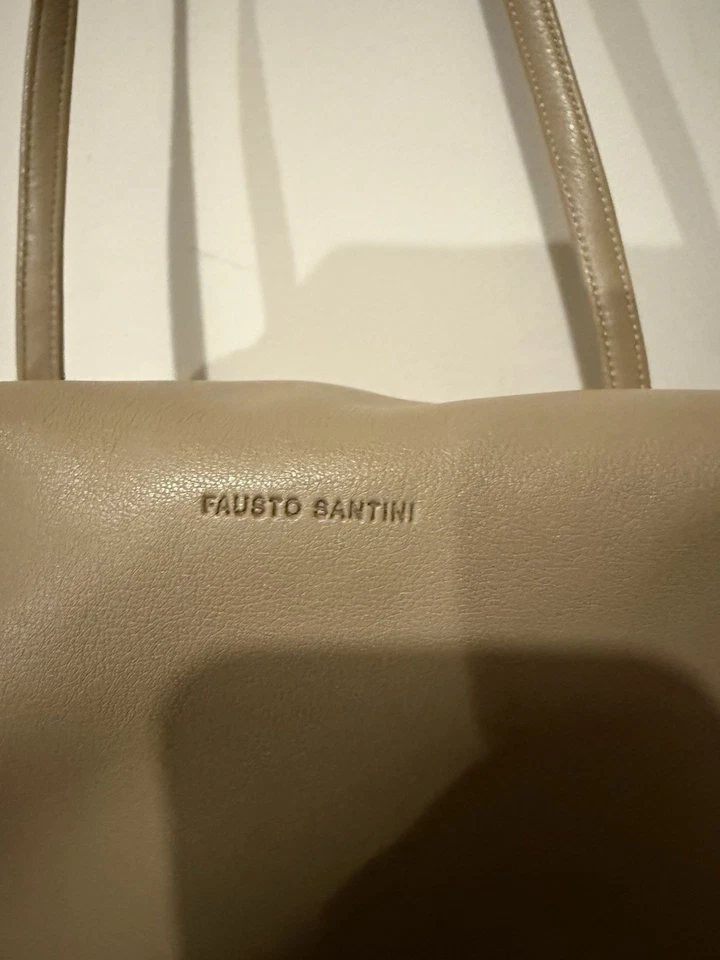 Bolso de Mano de Trabajo Fausto Santini Italia Cuero Beige Marrón Excelente Estado Foto 2 de 4