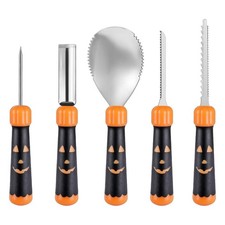 HAUSHOF Pumpkin Carving Tools with Stencils, 5PCS Halloween Carving Kit