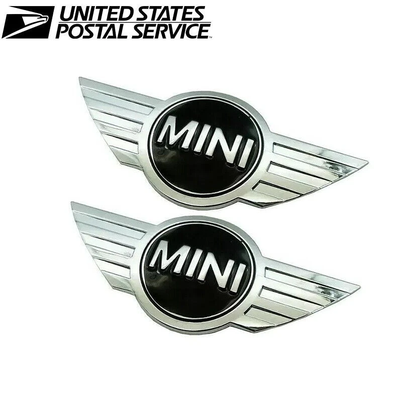 2x Original Mini Cromo Metal Logo Cooper R50 R55 R56 R57 R58 R59 Emblema EE. UU. Foto 3 de 4