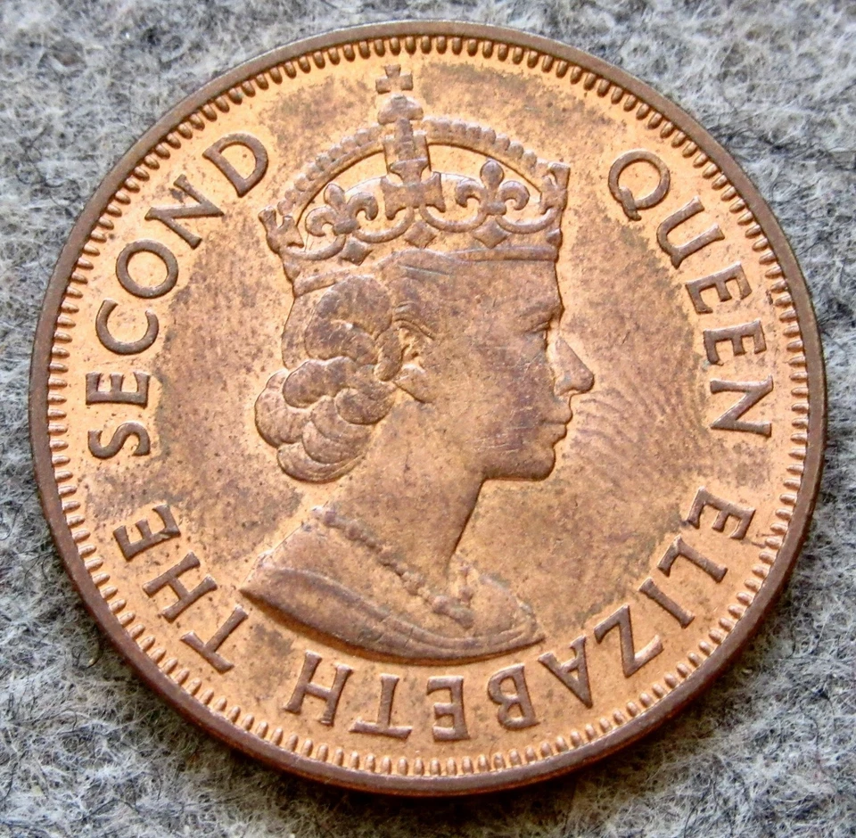 MAURITIUS Queen Elizabeth II 1967 5 CENTS BRONZE UNC km# 34 we combine postage - Image 4 of 4