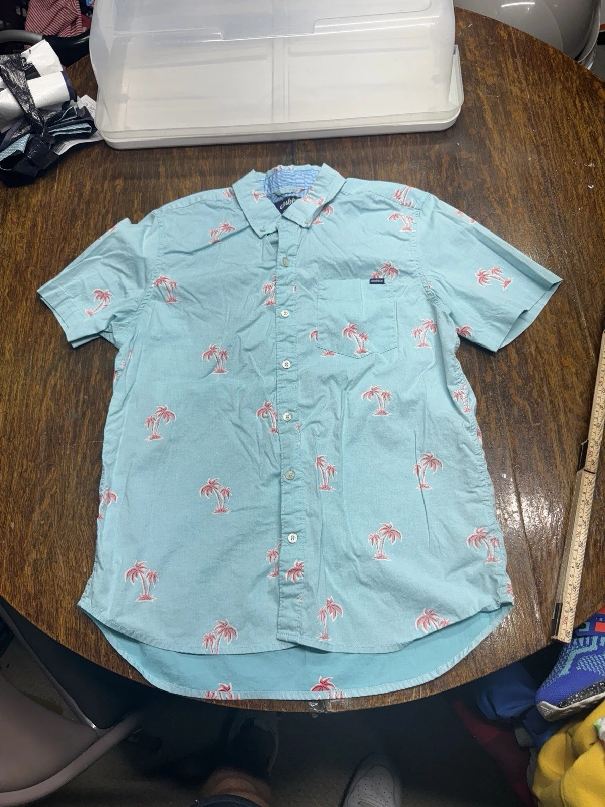 Chubbies Shirt Men Medium Cotton Short Sleeve Floral Palm Print Button Up