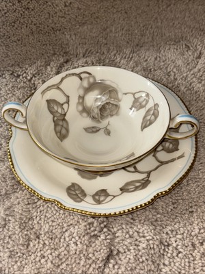 Castleton China Gloria Double Handled Soup Bowl & Saucer - Free Shipping
