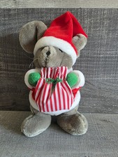 Vintage 1986 Dakin Mr. Santa Mouse Stuffed Plush Christmas Animal 8" G28