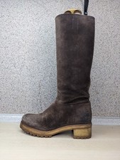 Prada Brown Suede Knee High Combat Boots 39.5