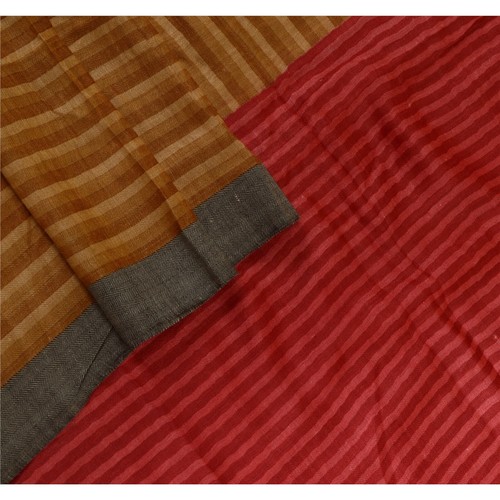 Sanskriti Vintage Long Dupatta Stole Pure Cotton Brown/Dark Red Printed Scarves - Picture 8 of 9