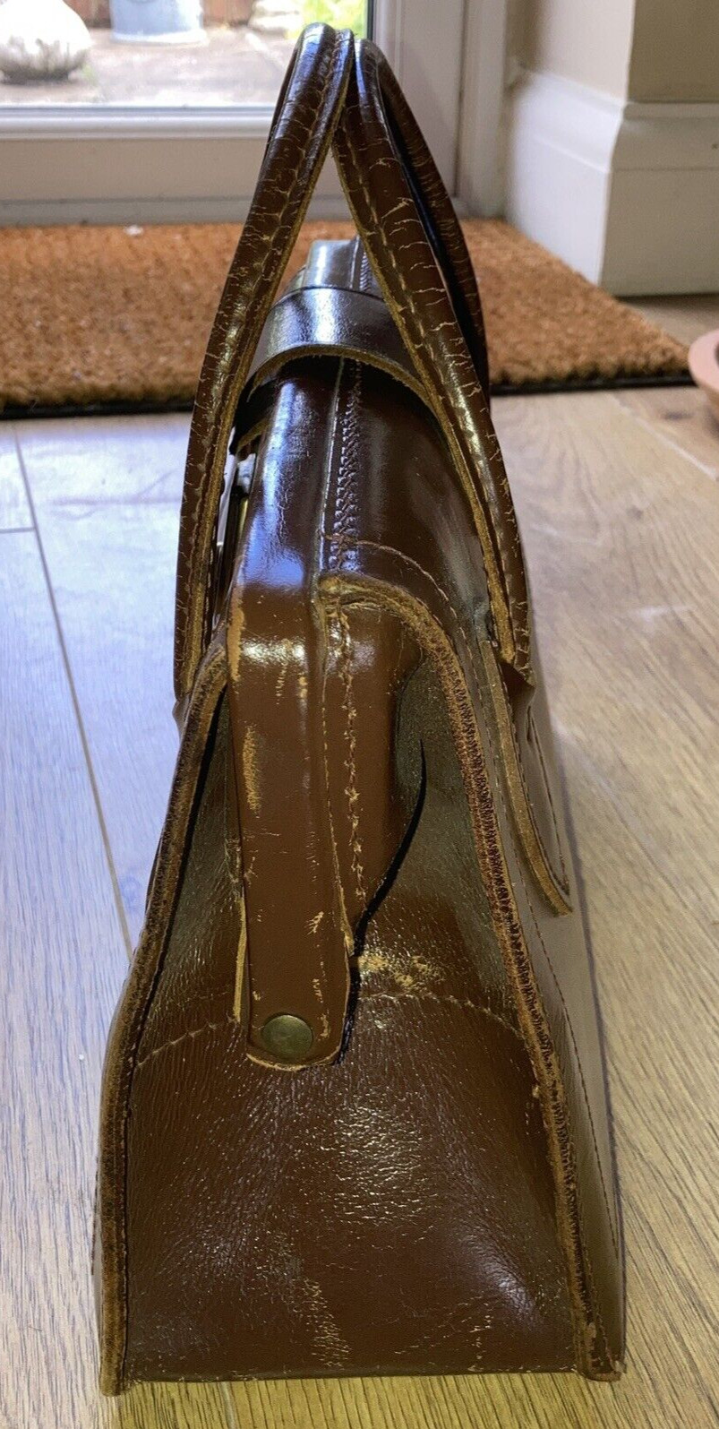 1950s Brown Leather Framed Handbag, Goodwood? 3