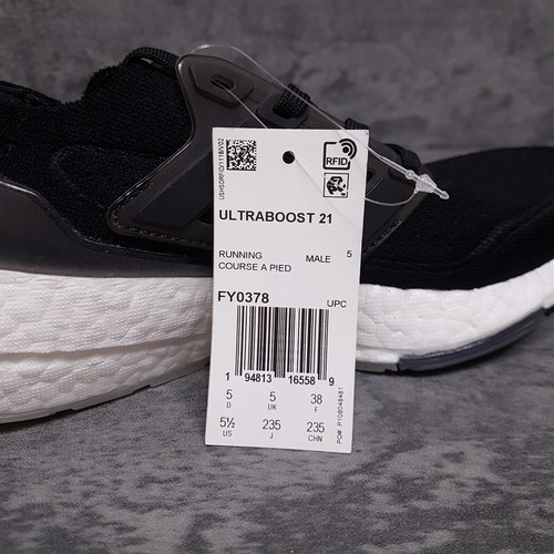 ADIDAS Ultraboost 21 Athletic Running Shoes Mens Size 5.5 Womens 6.5 Black White - Picture 5 of 6