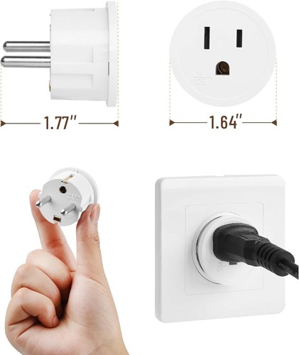 Adaptador de enchufe de viaje europeo tipo E/F EE. UU. a Europa EE. UU. a la UE enchufe para tipo C E F - Imagen 3 de 8