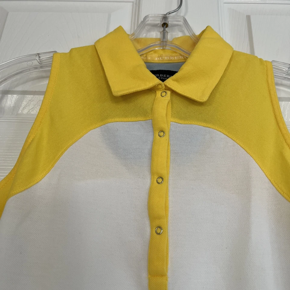 Camisa Burberry Golf Sin Mangas Halter Cuello Blanco y Amarillo XS ITALIA Foto 3 de 4