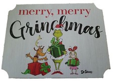 Merry, Merry Grinchmas Wood Sign/Decor/Easel plus bonus Grinch Ornament