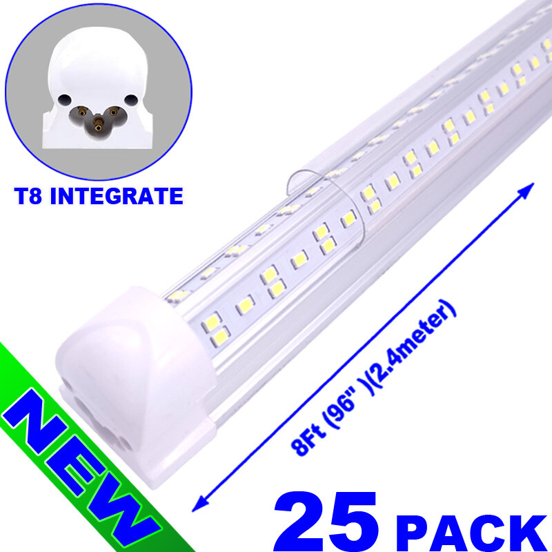 25PCS T8 8Ft Led Tube Light Bulbs 144W 8Foot 8' Led Shop Light Fixture 6500K