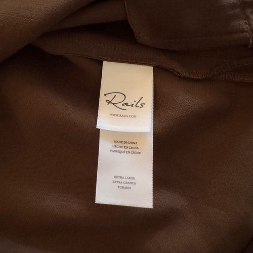 RAILS Wynna Top - dunkles moosbraun - Langarm V-Ausschnitt Satin Bluse - Größe XL - UVP $ 263 - Bild 16 von 19