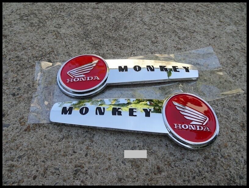 2x Honda Monkey Emblem Red-Silver Badge of Fuel Tank For Honda 