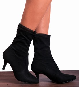 stretch black ankle boots