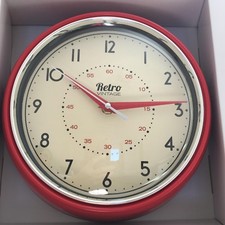 Vintage Diner Round American Kitchen Retro Wall Clock Red Black Cream Blue Room
