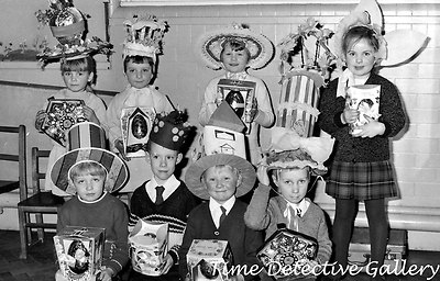1950s Kids in Easter Bonnets  - Vintage Photo Print