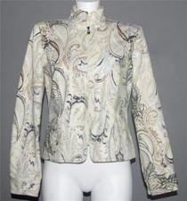 Peck  Peck Rhinestones Studs Paisley Mock Collar Zipper Jacket Blazer Wm's 8