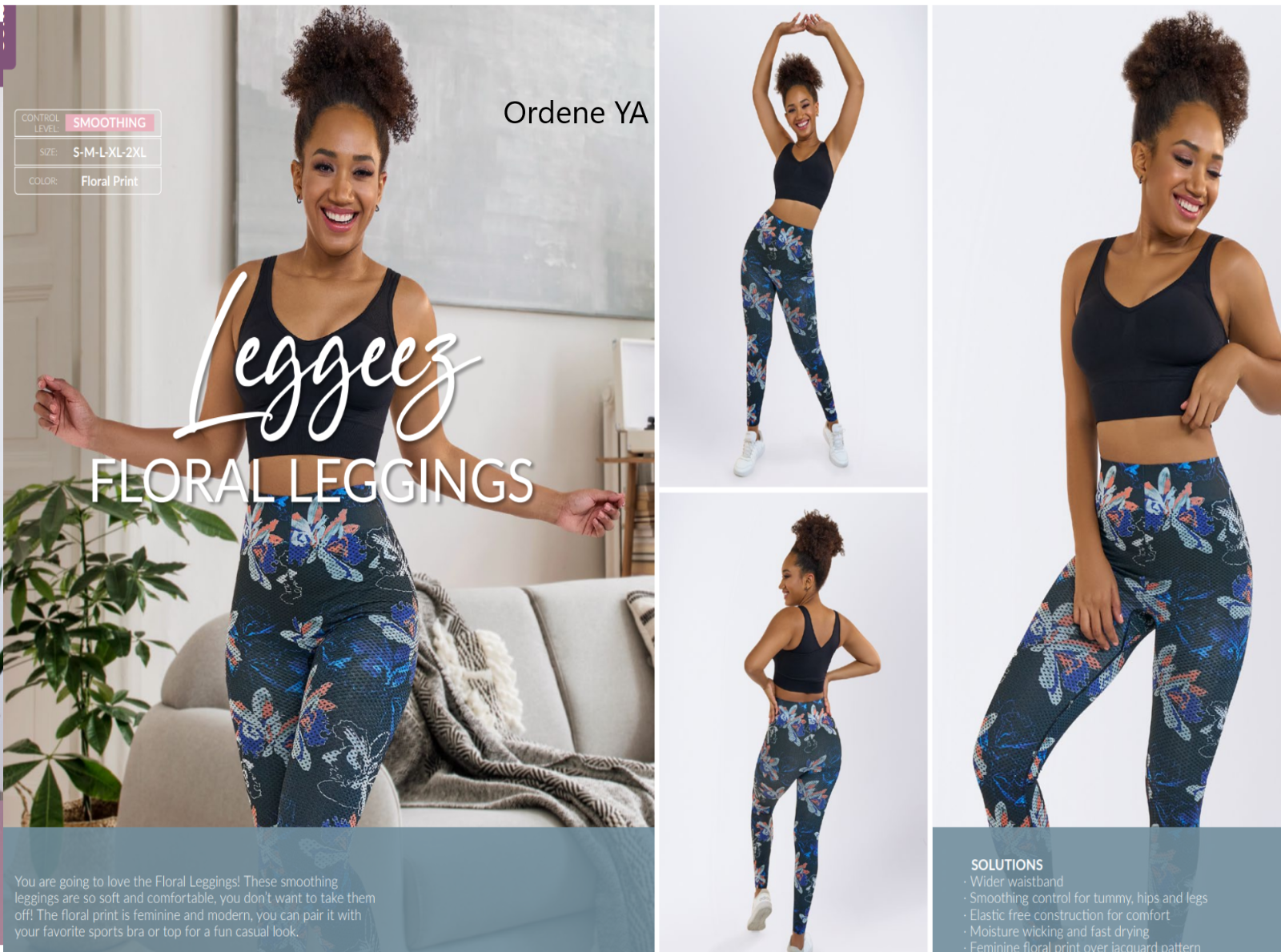 Leggings LEGGEEZ Floral Legging Comfortable Woman Slimming Sport-image