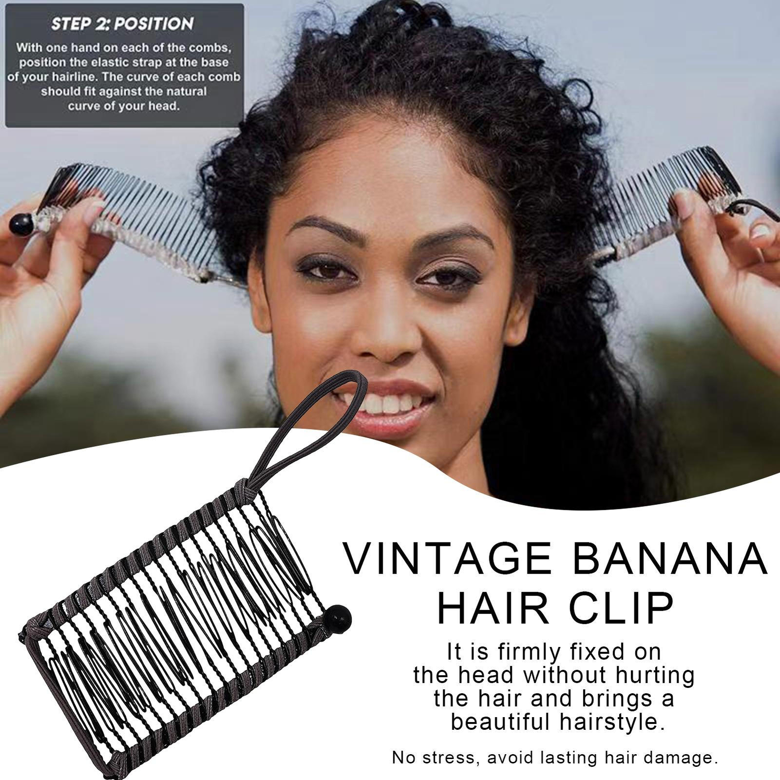 2PCS Banana Hair Clip Christmas Hair Claw Accessory Stretchable Banana