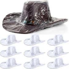 Lasnten 10 Pcs XL Cowboy Hat Cover Plastic Waterproof Hat Protector Elastic Rai