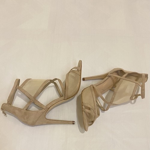 ALDO Gabea Beige Mesh Strappy Heels Stiletto Sandals Back Zipper Women’s Size 8 - Picture 11 of 17