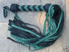 HEAVY LEATHER FLOGGER New GREEN HORNET Suede - GOTHIC - HORSE TRAINER WHIP