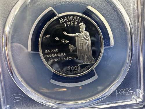 2008 s Silver Proof Hawaii Statehood Quarter PCGS PR69 DCAM (flag label) - Picture 2 of 4