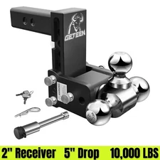 Geteen Tow & Stow Adjustable Trailer Hitch 2" Receiver 5" Drop Hitch10,000 GTW