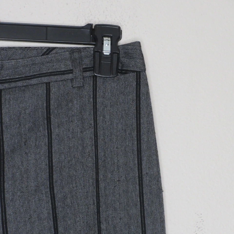 Pantalones de vestir para mujer Chadwicks gris negro a rayas con puños dobladillo tiro alto talla 6 B68 Foto 4 de 4