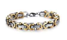 Men's 316L Stainless Steel Byzantine Box Chain Link Fashion Chunky Gift Bracelet
