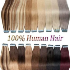 Adhesive Tape In Hair Extensions100% Real Indian Human Hair Thick Full Head 100g