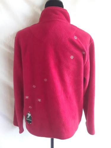 Chaqueta polar Christopher Banks para mujer M roja copos de nieve bolígrafo cremallera frontal - Imagen 5 de 7