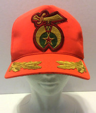 VTG Shriners Snapback Hat Neon Orange w/Patch  Scramble Eggs Bill