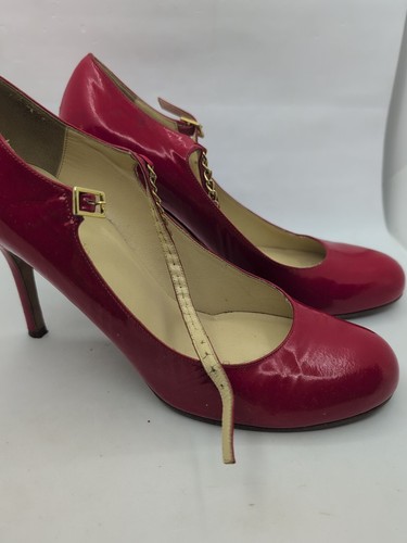 Kate Spade Women's Size 10 Patent Leather gold Glossy Red High Heel READ - Picture 4 of 19