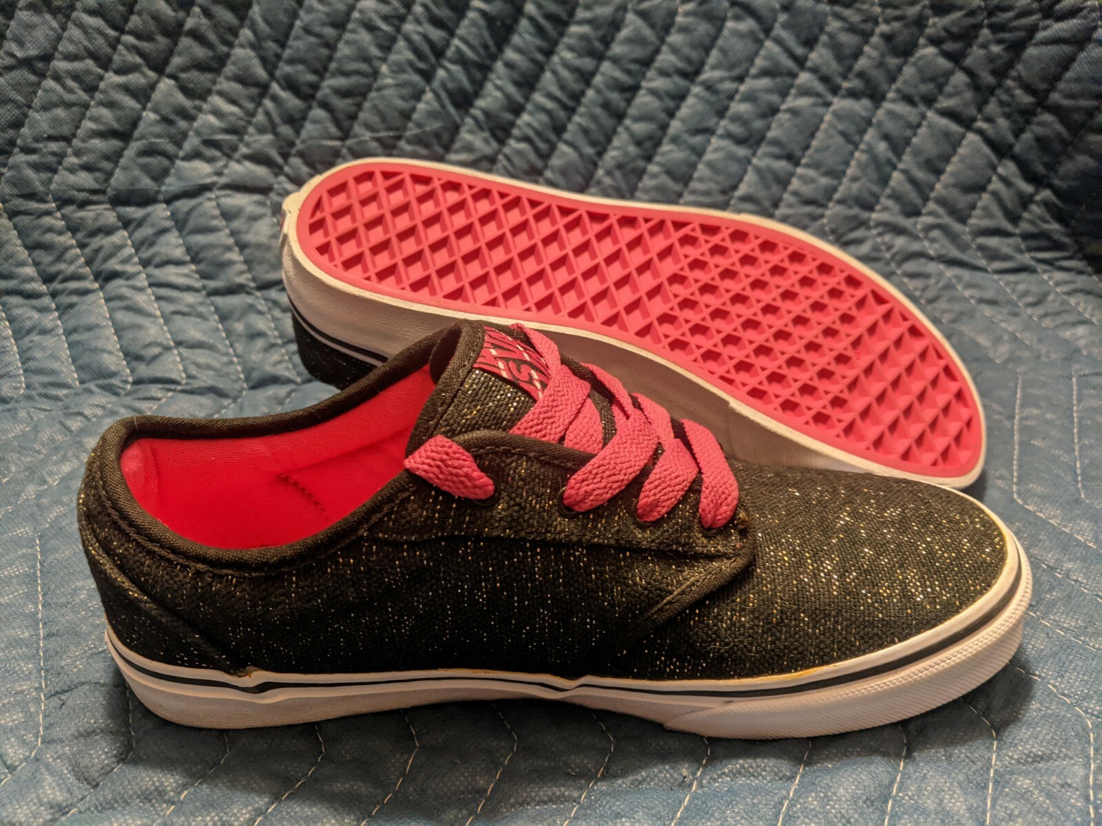 SAOLA Scarpe Vans nere rosa scintillanti per bambini taglia 5 glitter scintillanti