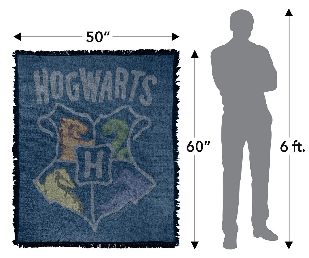 Harry Potter Blanket 50"x60" Hogwarts School Woven Blend Throw
