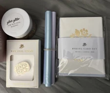 Wax Seal Subscription Box-Seal Stamp-3 Sealing Wax Sticks-Glitter-Note Cards-New