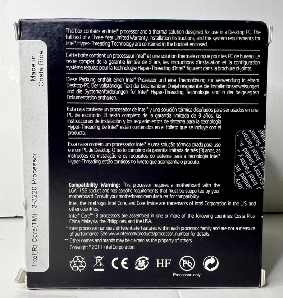 Intel Core i3-3220 3.30GHz 2C/4T 3M Cache 55W Processo CPU SR0RG Heatsink/Fan - Image 3 of 4