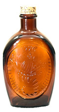 VTG 1776-1976 Log Cabin Syrup-  Thanksgiving  -Collector  s Ltd.-Amber Glass Bottle