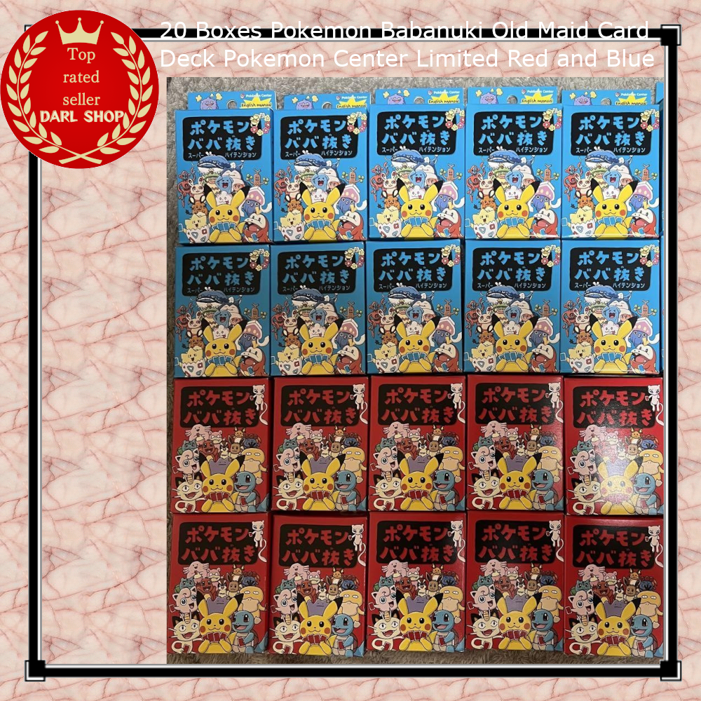 20 Boxes Pokemon Babanuki Old Maid Card Deck Pokemon Center Limited Red and Blue