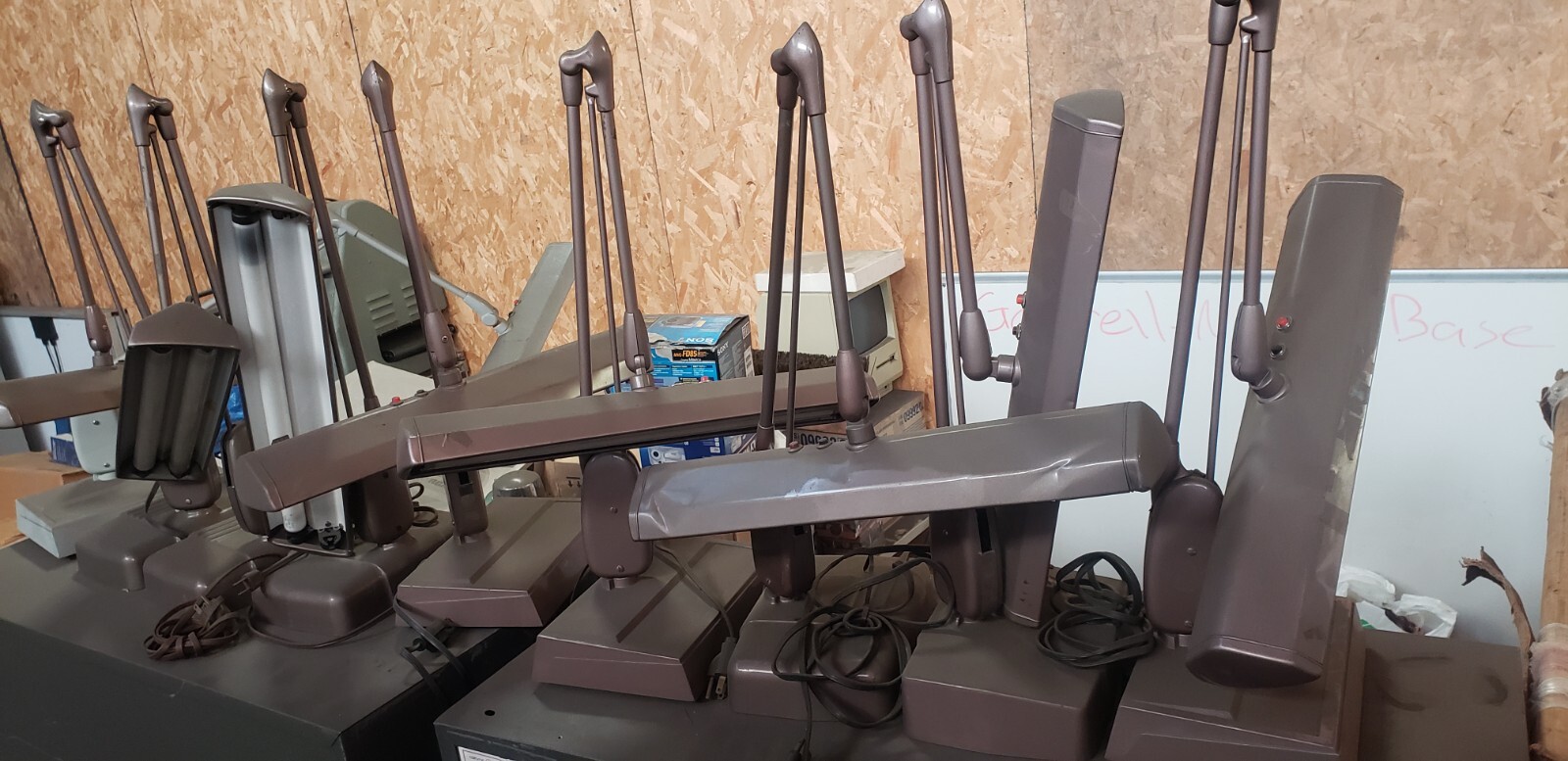 Vintage Mid Century Industrial Magic Arm Floating Florescent Lamps on base