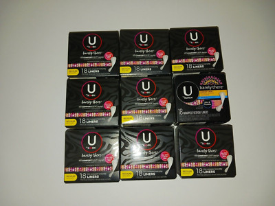 u by kotex barely there 18 liners regular (lot of 9 boxes)