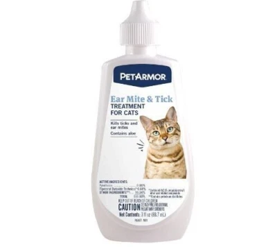 Petarmor Ear Mite and Tick Treatment for Cats (3 Fl Oz)