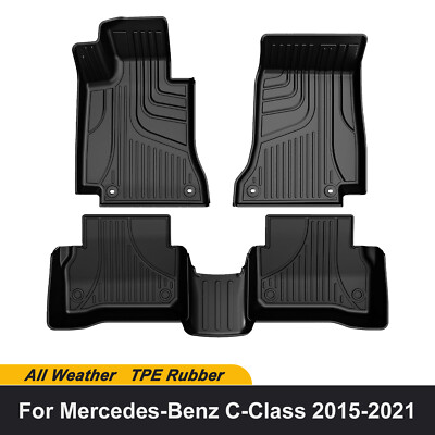 Car Floor Mats Liners All Weather 3D Carpets For Mercedes-Benz C-Class 2015-2021