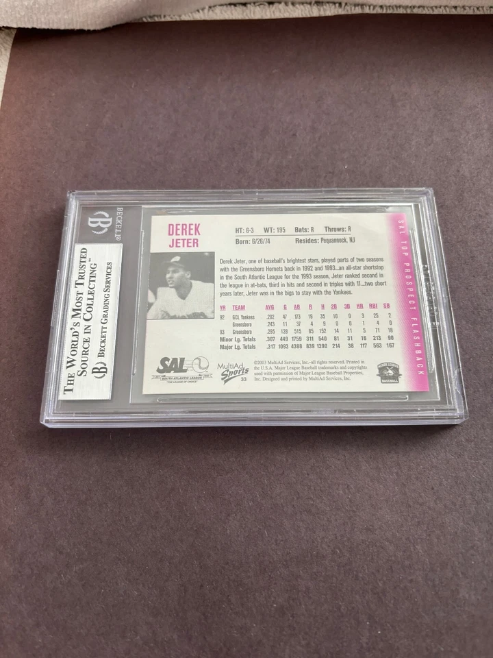 2003 SOUTH ATLANTIC LEAGUE TOP PROSPECT DERICK JETER # 33 GRADED BECKETT 9 - Image 4 of 4