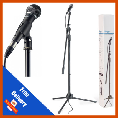 Stagg SDM50 Dynamisches Mikrofon Set mit Ständer, 6m XLR-Kabel, Tasche & Clip