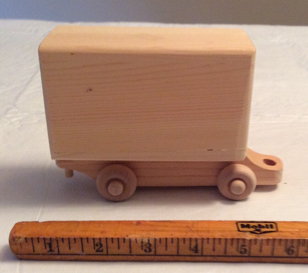 Handcrafted Childs Wooden Toy Train Set of 4  Pieces Genuine Wood New 23” Long