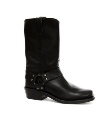 Grinders Renegade Hi Black Leather Boots Cowboy Western High Unisex Biker Boots