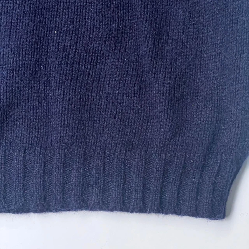 Винтажный ограниченный джемпер вязаный свитер M американский флаг женщин круглый вырез шерсти синий - Изображение 4 из 4