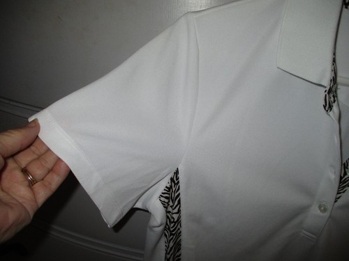 EP Pro Golf Polo Shirt Womens Medium 1/4 Zip Mock Neck Tour Tech,White W/pattern - Picture 4 of 7
